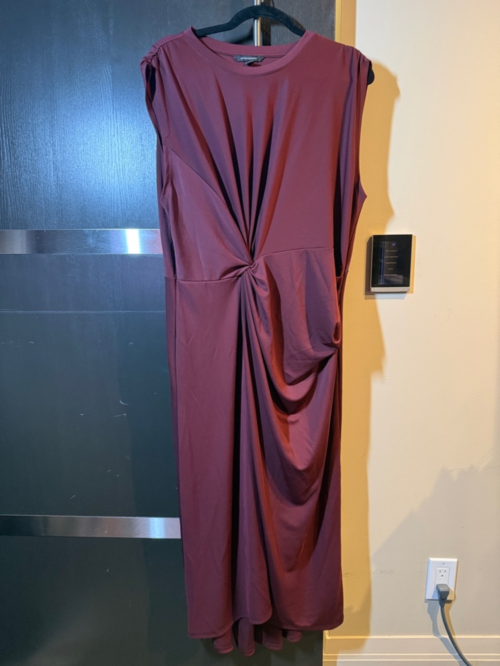 Banana Republic Twist-Front Midi Dress in Plum